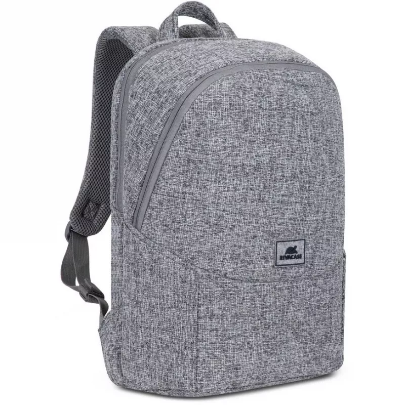 RIVACASE Anvik 15.6 Laptop-Rucksack, 15L, grau, wasserdichtes Gewebe, Fächer für 10.5 Tablet, Smartphone, Dokumente, Zubehör, Flasche