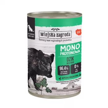 WIEJSKA ZAGRODA Monoprotein Wildschwein - Nassfutter für Hunde - 400g