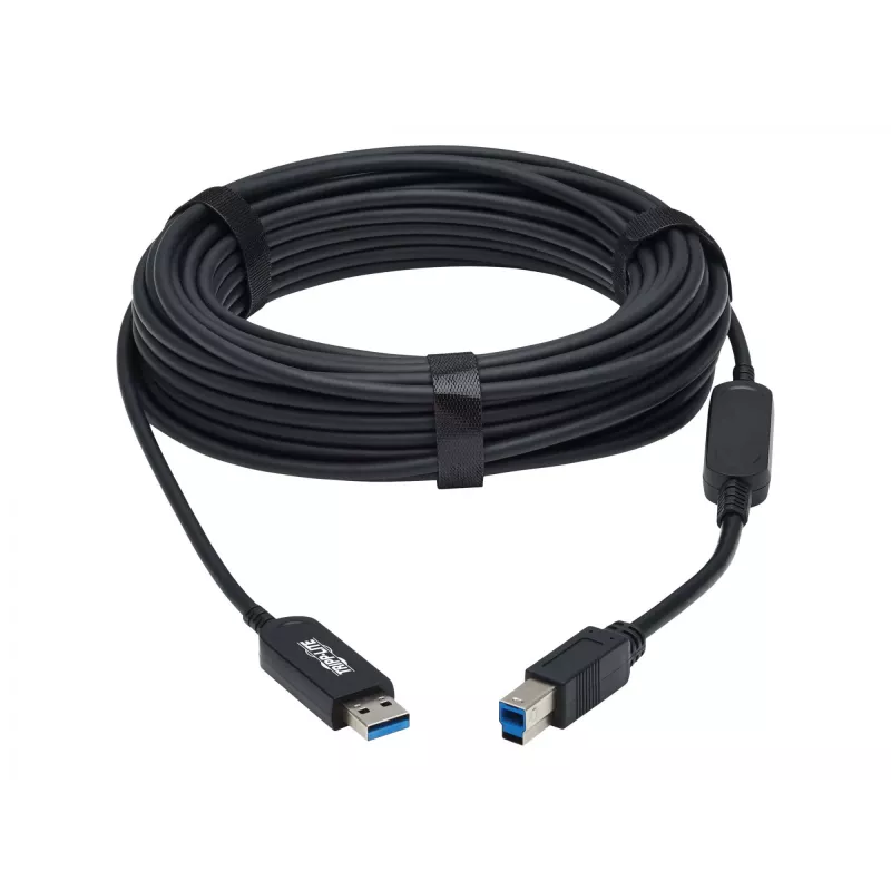 Eaton Tripp Lite Serie USB 3.2 Gen 1 Plenum-zertifiziertes Glasfaser-Aktivkabel (AOC) - A/B M/M, Schwarz, 20 m - USB-Kabel - USB Typ A (M) auf USB Typ B (M) - USB 3.2 Gen 1 - 20,0 m - P