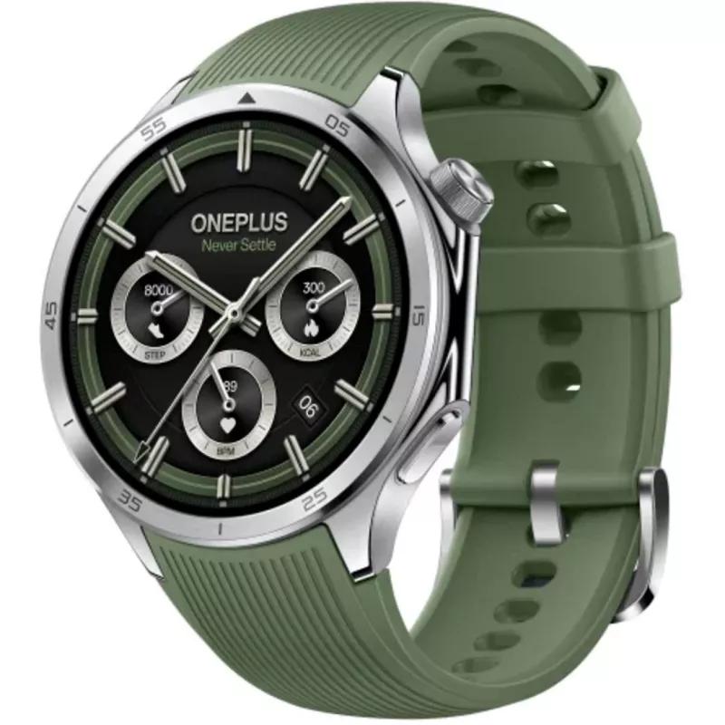 OnePlus Watch 3 Emerald Titanium Smartwatch, 46 mm, 1,5 Zoll AMOLED, GPS, grünes Gummiarmband