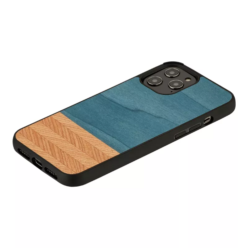 Handyhülle man and wood für iPhone 12 Pro Max Denim-Schwarz