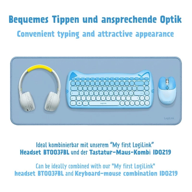 XXL-Schreibtischunterlage für Maus und Tastatur, blau