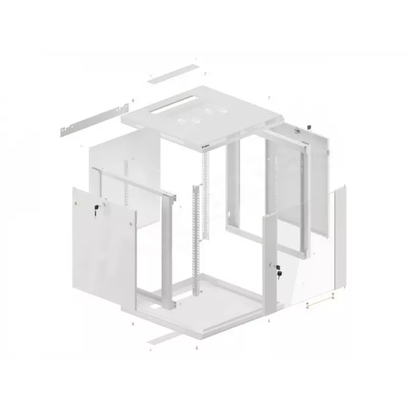 Lanberg Wandmontage-Installationsschrank 19'' 12U 600x600mm grau (Glastür)