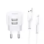 usams Ladegerät T20 2x USB 2.1A mit Lightning-Kabel – tragbares USB-Wandladegerät