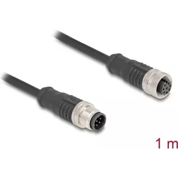 Delock M12 Kabel A-kodiert 8-poliger Stecker auf Buchse PVC 1 m (80803)