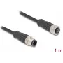 Delock M12 Kabel A-kodiert 8-poliger Stecker auf Buchse PVC 1 m (80803)