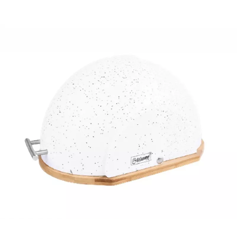 Brotkasten Maestro MR-1678G oval, Kunststoff und Bambus, 350×200×250 mm, verschiebbarer weißer Deckel