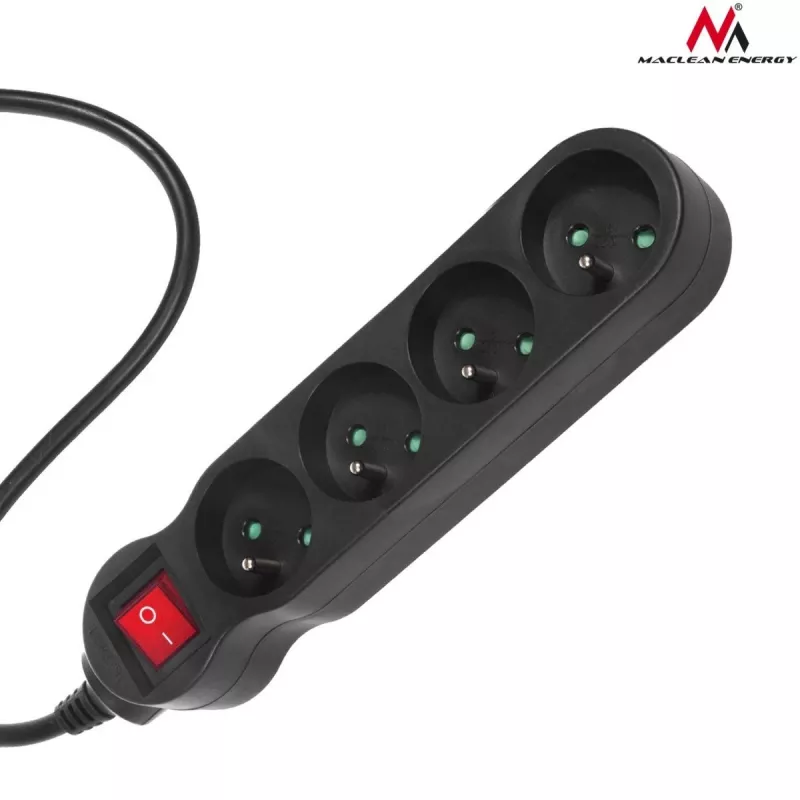 Maclean MCE180 Steckdosenleiste 1,4 m 4 Innensteckdosen Schwarz