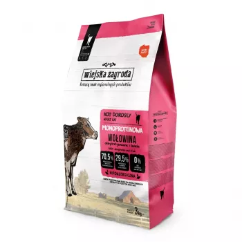 WIEJSKA ZAGRODA Monoprotein Rind – Trockenfutter für Katzen – 3 kg