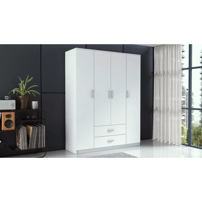 Topeshop ROMANA 160 BIEL KPLB bedroom wardrobe/closet 11 shelves 4 Tür(s) weiß