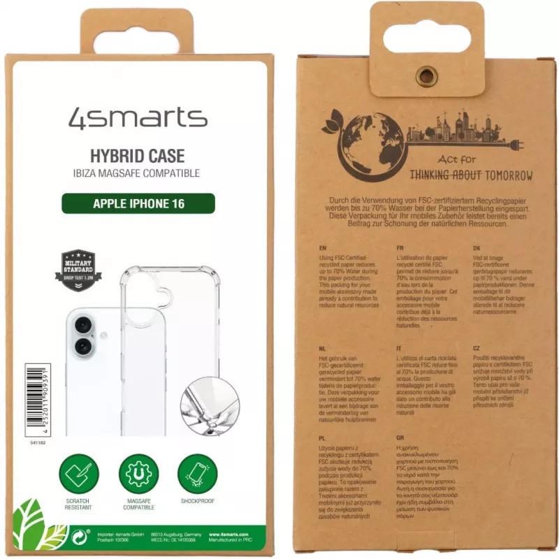 Cover 4smarts iPhone 16 15,5 cm (6,1 Zoll) Transparent