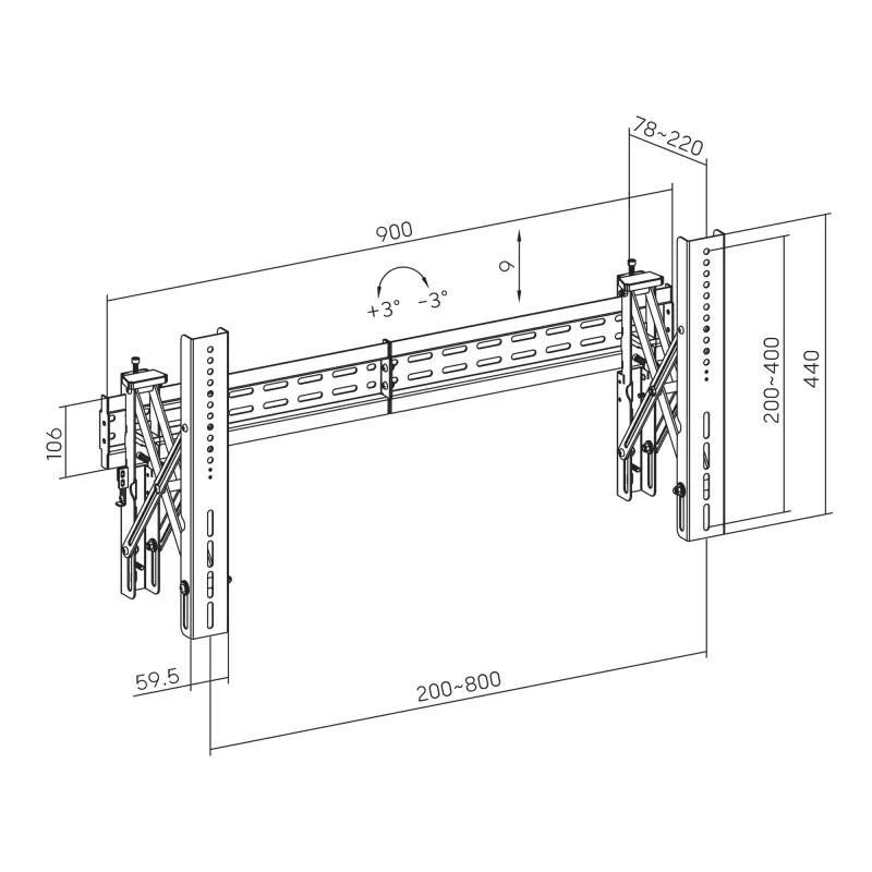TV-Wandhalterung SBOX LVW02-48T für 37–70 Zoll Bildschirme, max. 70 kg, VESA bis 800×400
