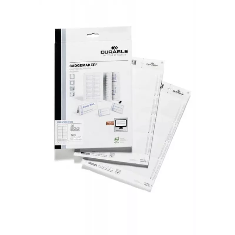Namensschild-Einleger Durable 1456-02 60x90 mm Weiß
