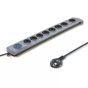 50168 Überspannungsschutz 8 Ausgänge Schuko 230 V 3 m grau - Überspannungsschutzleiste (8 Schuko-Steckdosen, Typ F, 230 V, 50 Hz - Qoltec