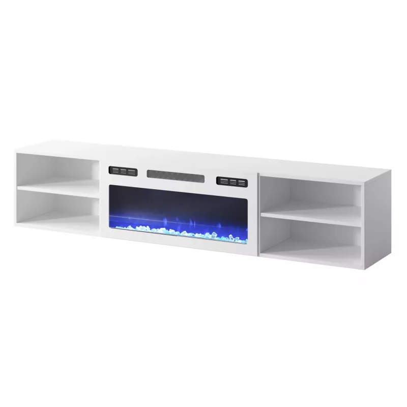 RTV-Schrank POLO 180x33x39 weiß + Kamin weiß