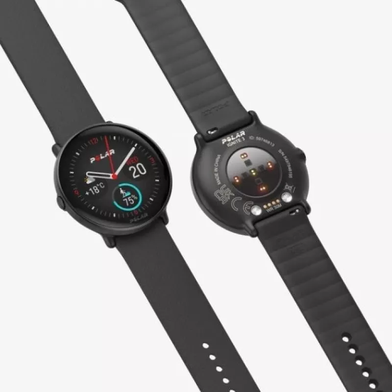 Polar Ignite 3 - Sportuhr mit Armband - Silikon - Bandgröße: S/L - Display 3,3 cm (1,28 inch) - 32 MB - Bluetooth - 35 g - Night Black (900106234)