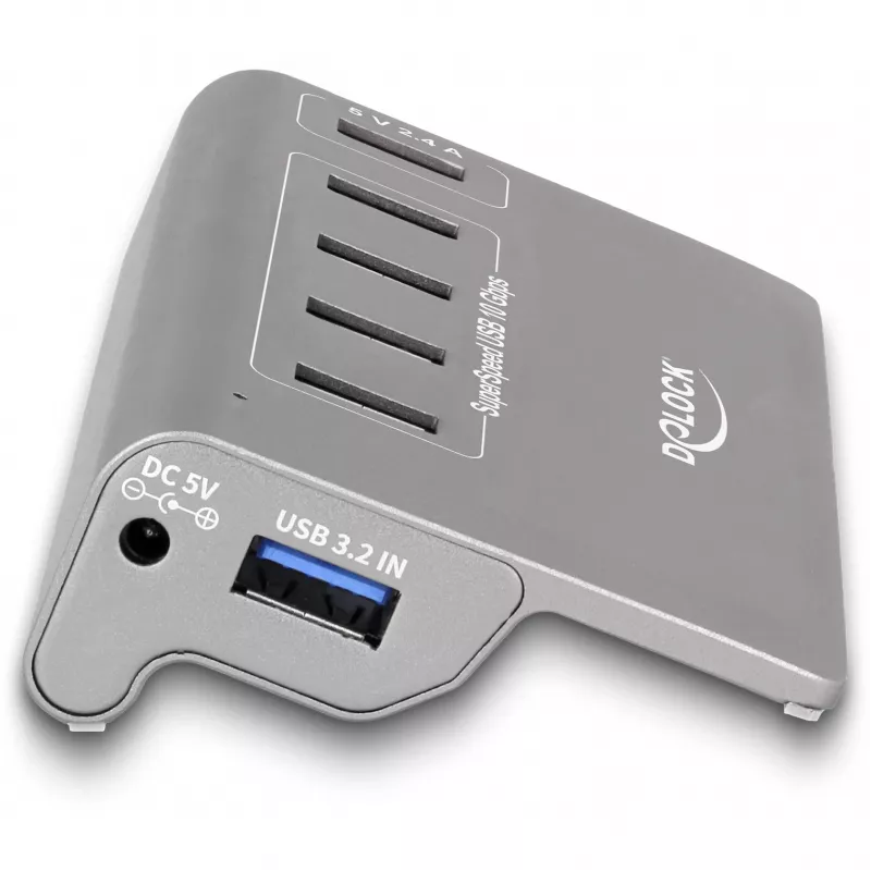 DeLOCK USB-Hub 10 Gbit/s 4 Typ-A-Anschlüsse 1 Schnellladeanschluss