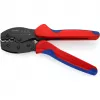 Crimpwerkzeug Knipex PreciForce Modell 975236 SB — isolierte Griffe in Schwarz, Blau und Rot