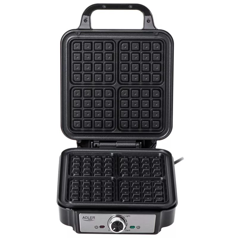 Waffeleisen Adler AD 3083 – 4 quadratische Waffeln 10×10 cm, 1200 W, einstellbare Temperatur, Antihaftbeschichtung, kühle Griffe