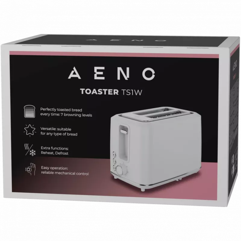 Elektrischer Toaster, weiß, 220-240V, 50-60Hz, 920-1080W, 2 Schlitze, 3 Modi, 7 Bräunungsstufen