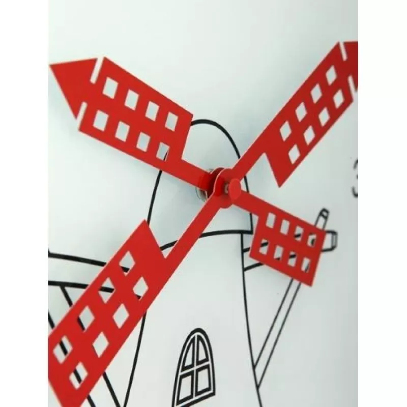 NeXtime Uhr 8807 Windmil, Ø30 cm, Wand, Weiß/ Schwarz/ Rot
