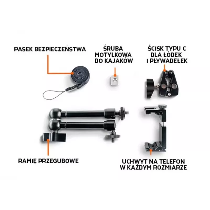 Smartphone-Halterung deeper ITGAM0026 für Kajak und Boot – Aluminium, einstellbarer Winkel, C-Klemme bis 41 mm, Telefonabstand 65–95 mm