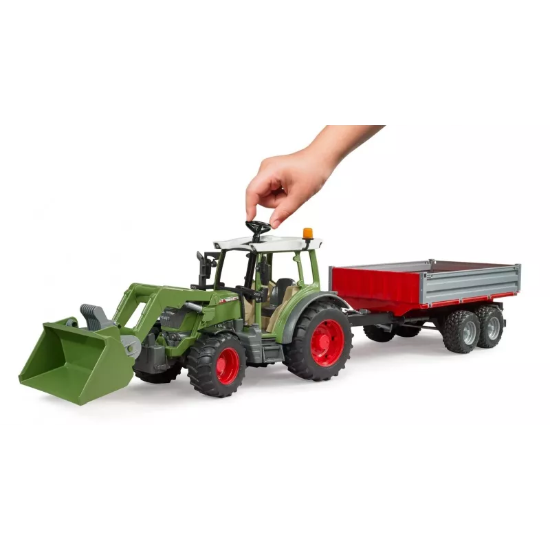 Spielzeugtraktor BRUDER Fendt Vario 211 mit Frontlader und Seitenanhänger