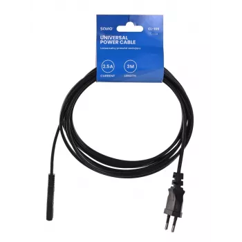 Savio - Netzkabel 2-polig M 3m CL-105 Schwarz - Kabel (CL-105)