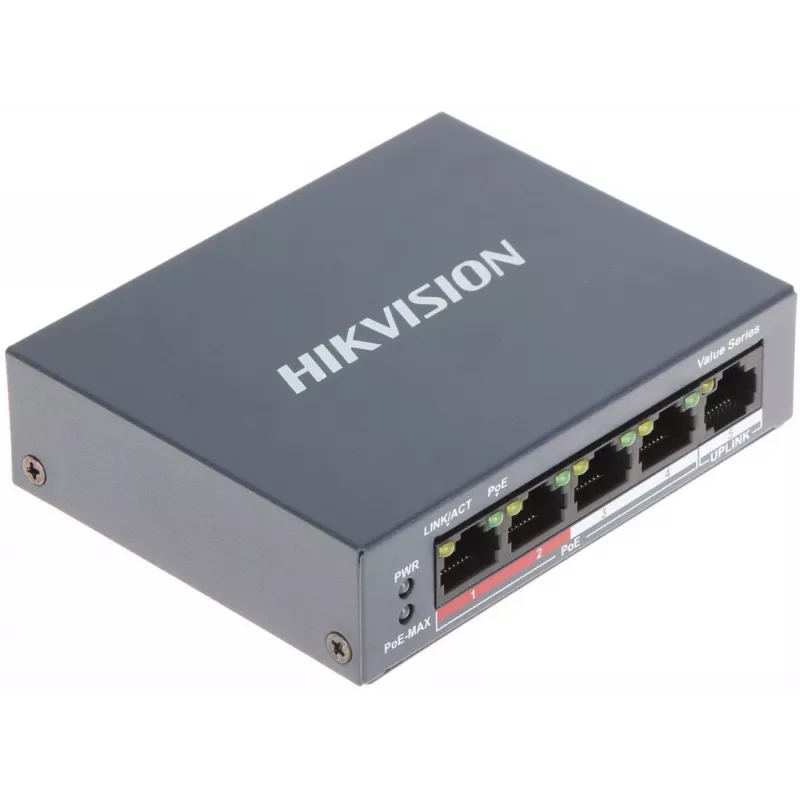 Hikvision DS-3E0105P-E/M(B) Netzwerk-Switch L2 Fast Ethernet (10/100) Power over Ethernet (PoE) Grau