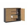 Kommoden top e shop Topeshop 2D4S ANT/ART BA KPL — 4 Schubladen, Anthrazit/Eiche, 1200×400×970 mm, Spanplatte