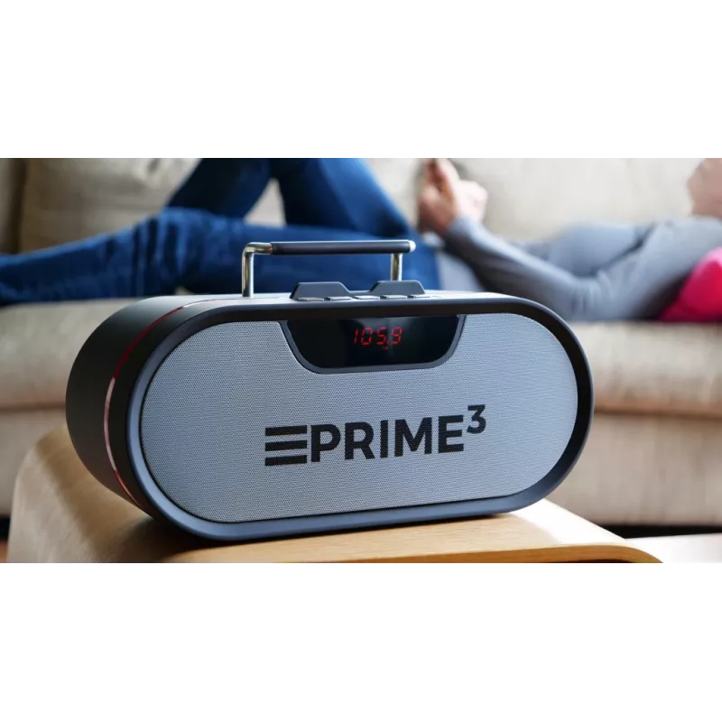 Tragbares Radio PRIME3 APR81 — FM, 12 W RMS, MicroSD, 3600-mAh-Akku, grau