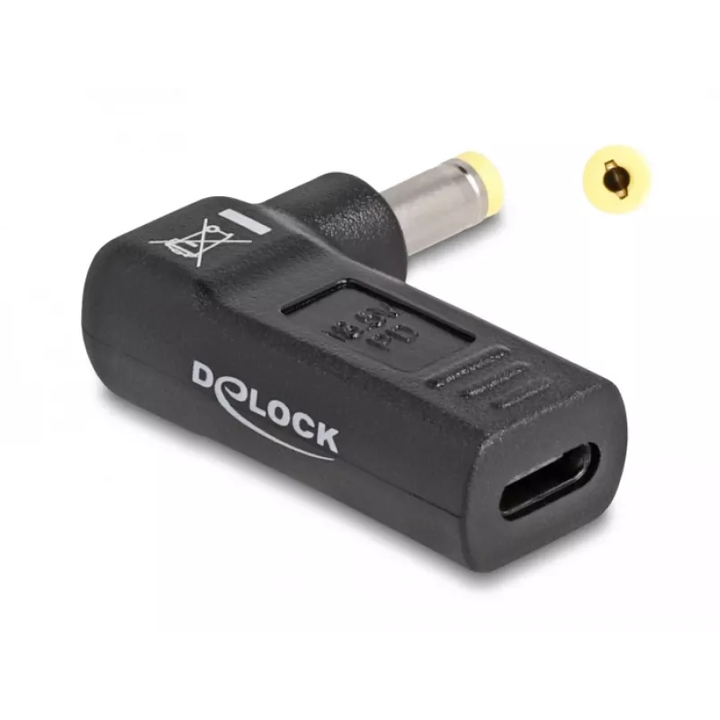 DeLOCK Adapter USB Type-C Buchse auf HP 4,8 x 1,7 mm Stecker 90° abgewinkelt