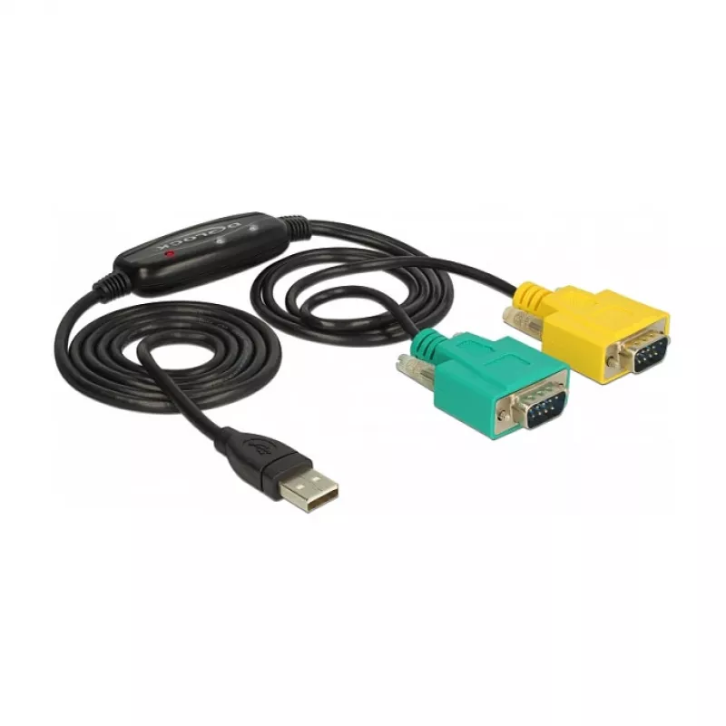 Serielles Kabel DeLOCK 63466 USB Typ-A DB-9 1,5 m Schwarz Grün Gelb