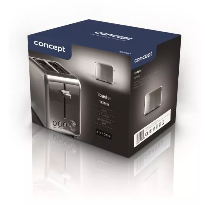 Toaster Concept Solution TE2050 – 2 Scheiben, 950 W, Edelstahl, 280×160 mm