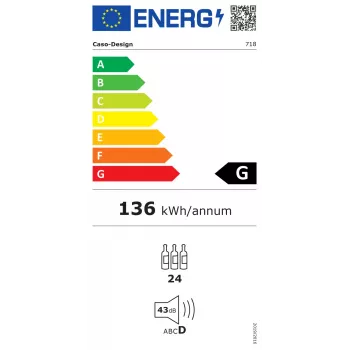 Caso | Smart Wine Cooler | WineExclusive 24 | Energieeffizienzklasse G | Vitrine | Flaschenkapazität 24 Flaschen | Kühltechnologie Kompressor | Schwarz