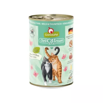 Nassfutter für Katzen Fox4Pets Granatapet DeliCATessen Wild & Thunfisch 400 g, Alleinfuttermittel für ausgewachsene Katzen, 78 % Feuchtigkeit