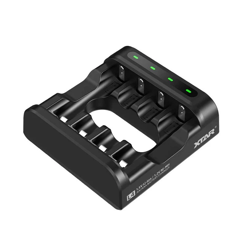 Batterieladegerät XTAR 4-Slot für AA/AAA (Li-Ion, NiMH) USB-C, LED-Anzeigen, schwarz