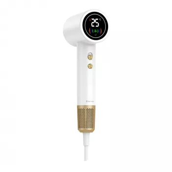 Haartrockner DENVER HDD-1400W, 1400 W, weiß, 110–240 V, 1,8 m Kabel, 25–75 °C, 70×89×280 mm