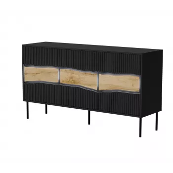 Kommode cama meble INSERTO 3D 143,5×40×80 cm schwarz mit LED, Spanplatte, 16 mm Rahmen