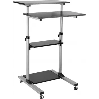 ROLINE PC Steharbeitsplatz - Ständer für LCD-Bildschirm / Tastatur / Maus / CPU / Drucker - Kunststoff, Metall - Grau, Schwarz (17.02.1547)