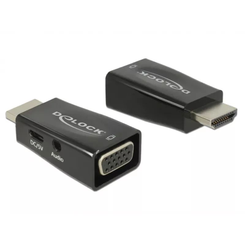 Adapter DeLOCK 65901 HDMI A auf VGA & 3,5 mm Audio Schwarz