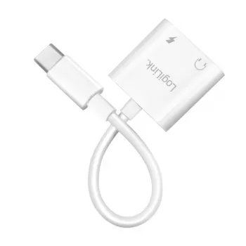 LogiLink USB-C Audio Adapter USB-C/M auf 2x USB-C/F 60W PD weiß