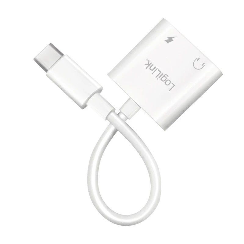LogiLink USB-C Audio Adapter USB-C/M auf 2x USB-C/F 60W PD weiß