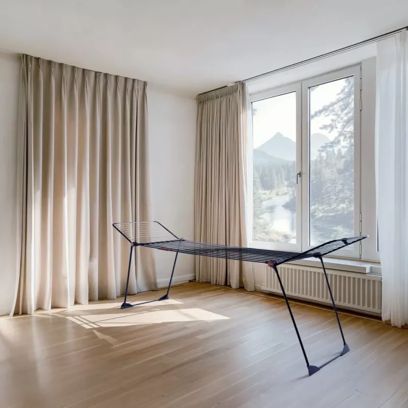 Wäscheständer VILEDA Infinity Flex Ultimate Teleskop — schwarz, beschichtetes Aluminium, 30 m Trockenfläche, faltbar, Rollen