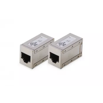 Digitus CAT 6 Modular-Kupplung, geschirmt, 2 Stück, RJ-45, Goldkontakte, Silber