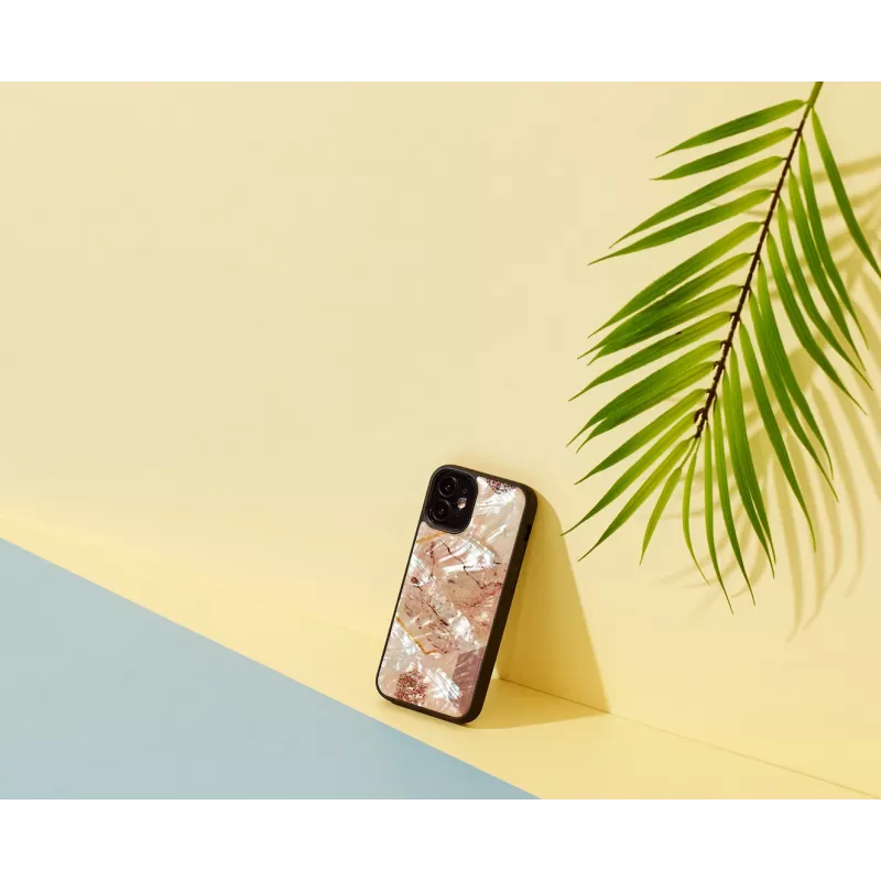 Schutzhülle iKins für Apple iPhone 12 mini — pinkes Marmormuster, schlank Fit