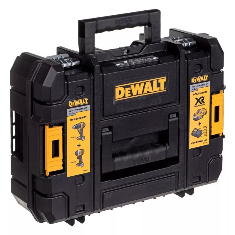 Akkubetriebenes Kombi-Set DeWalt DCK2062M2T — 18 V, Bohrschrauber DCD709 + 1/4-Zoll-Schlagschrauber DCF809, 2 × 4,0-Ah-Akkus, TSTAK-II-Koffer