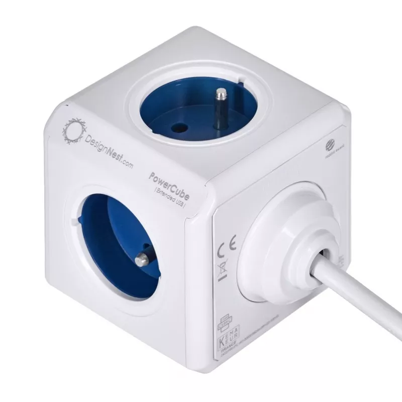 Allocacoc 2402BL/FREUPC Steckdosenleiste 1,5 m 4 AC-Steckdosen Innenbereich Blau, Weiß