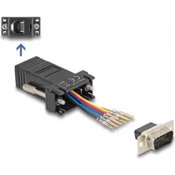 DeLOCK D-Sub 9-polig Stecker auf RJ12 Buchse Montage-Kit schwarz