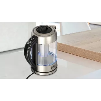Wasserkocher Schwarz & Decker 1,7 L 2200 W Schwarz Edelstahl Transparent
